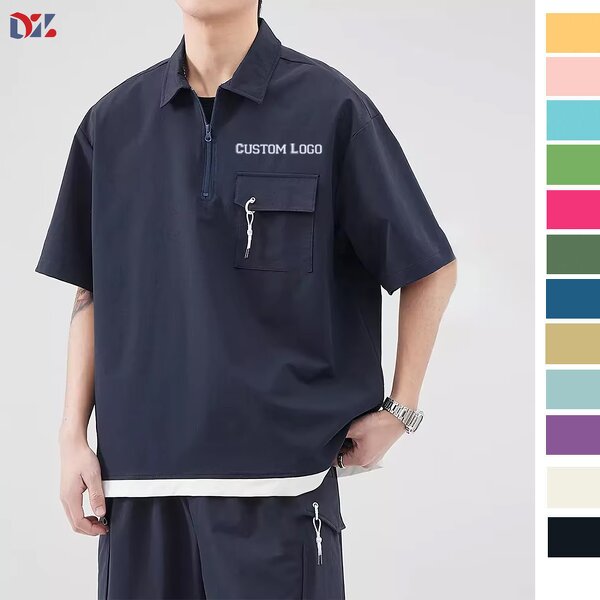 Men's Polo Shirt Manufacturer - Custom Logo Breathable Quick Dry Slim Fit Pocket Zipper Tee