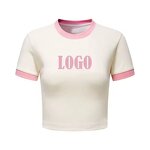 Women's Crop Top Manufacturer - Wholesale Casual Custom Logo Print Embroidery Spandex Blend T-Shirts