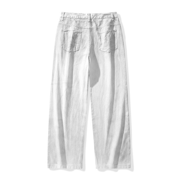 Men's Denim Pants Manufacturer - New Fashion Custom White Vintage Dirty Loose Jeans Trousers