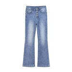 Women's Horn Jeans Manufacturer - New Chic Fashion Gas Tone Vintage High Waist Zipper Fly Female Denim Pants