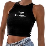 Women's Sports Tank Top Manufacturer - Custom Logo Solid Color Ribbed Sleeveless Wholesale Vest