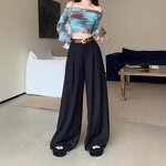 Women's Suit Pants Manufacturer - Autumhigh High Waist Slimming Straight-leg Draped Mop Design Elastic Pants