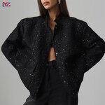 Women's Jumpsuit Manufacturer - New-Style Gold Thread Beaded Coat Sequins Stand-Up Collar Breathable Jumpsuit