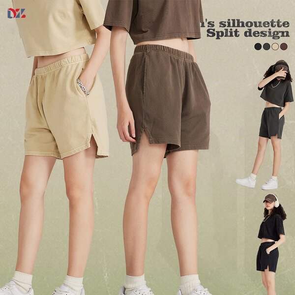 Women's Sweat Shorts Manufacturer - OEM Manufacturer Custom New Split Casual Cotton Acid Washed Shorts