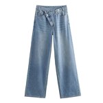 Women's Denim Jeans Manufacturer - 2024 New Casual Eco-Friendly High Waist Straight Leg Washed Woven Pants