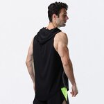 Men's Hooded Tank Top Manufacturer - Custom Logo Polyester Bodybuilding GYM Running Sleeveless Tee