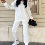 Women's Sport Suit Set Manufacturer - Elegant Hooded Zipper Hoodie Loose Elastic Wide Leg Pant Spring Set