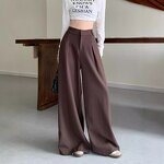 Women's Suit Pants Manufacturer - Autumhigh High Waist Slimming Straight-leg Draped Mop Design Elastic Pants