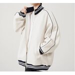 Men's Cardigan Jacket Manufacturer - Stand-up Collar Contrast Color Stitching College Style Custom Jacket