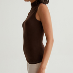 Women's Ribbed Top Manufacturer - Custom Logo Embroidery Basic Neck Slim Fitted Sleeveless Pullover Tee