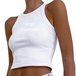 Women's Sports Tank Top Manufacturer - Custom Logo Solid Color Ribbed Sleeveless Wholesale Vest