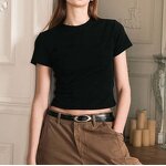 Women's T-Shirt Manufacturer - Custom Letter Slim Fit Cotton Summer Short Sleeve Crop Top
