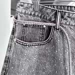 Men's Cargo Shorts Manufacturer - Custom Vintage Solid Style Denim Acid Wash Embroidered Rhinestone Shorts