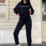 Women's Sport Suit Set Manufacturer - Elegant Hooded Zipper Hoodie Loose Elastic Wide Leg Pant Spring Set