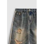 Men's Denim Shorts Manufacturer - Y2K Acid Wash Mid Waist Mesh Distressed Vintage Raw Edge Hem Shorts