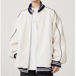 Men's Cardigan Jacket Manufacturer - Stand-up Collar Contrast Color Stitching College Style Custom Jacket