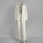 Women's Linen Set Manufacturer - Wholesale Cotton Casual 2-Piece Business Work Outfits Long Sleeve Shirt Pants