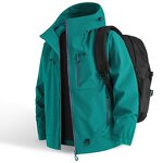 Men's Sport Jacket Manufacturer - 100% Polyester Colorful Mountaineering Zipper Pockets Print Logo Hooded Jacket
