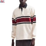 Men's Rugby Polo Shirt Manufacturer - Hot Selling Color Block Panel 100% Cotton Long Sleeve Tee