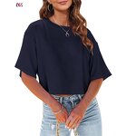 Women's Crop Top Manufacturer - Custom Design Oversized Short T Shirts Half Sleeve Drop Shoulder Tee