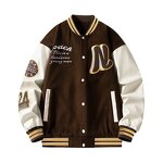 Men's Varsity Jacket Manufacturer - Trendy Hip Hop Winter Windproof Fish Leather Loose Fit Retro Jacket