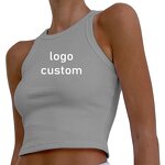 Women's Sports Tank Top Manufacturer - Custom Logo Solid Color Ribbed Sleeveless Wholesale Vest