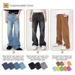 Men's Wide Leg Denim Shorts Manufacturer - Custom OverSized Broad Loose Vintage Light Blue Emboss Half Pant