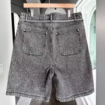 Men's Cargo Shorts Manufacturer - Custom Vintage Solid Style Denim Acid Wash Embroidered Rhinestone Shorts