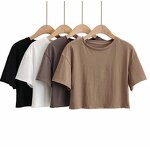 Women's Fitness Tee Manufacturer - Manufacture Custom Cropped Graphic Cotton Printed logo Crop Tops Tshirt