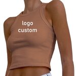 Women's Sports Tank Top Manufacturer - Custom Logo Solid Color Ribbed Sleeveless Wholesale Vest