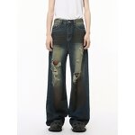 Men's Ripped Jeans Manufacturer - Custom European American High Street Distressed Hip-hop Straight Pants