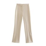 Women's Straight Tube Pants Manufacturer - Spring New Chic Pant Leg Slit Vintage High Waist Zipper Fly Pants