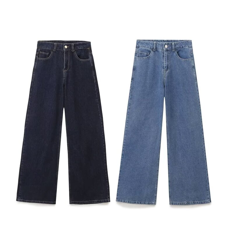Women's Ankle Jeans Manufacturer - Autumn Breathable Straight Casual Washed Vintage High Waist Denim Pants