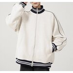 Men's Cardigan Jacket Manufacturer - Stand-up Collar Contrast Color Stitching College Style Custom Jacket