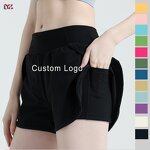 Women's Sport Shorts Manufacturer - Wholesale Casual High Waist Pocket Custom Logo Polyester Shorts