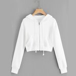 Women's Cropped Hoodie Manufacturer - Hot Selling OEM Custom 100% Cotton Fleece Blank Zip Hoodie