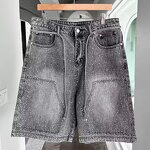 Men's Cargo Shorts Manufacturer - Custom Vintage Solid Style Denim Acid Wash Embroidered Rhinestone Shorts