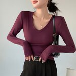 Women's Long Sleeve T-shirt Manufacturer - Slim Fit Anti-Pilling Cotton Compression Custom Tight Digital Print Tee