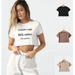 Women's Fitness Tee Manufacturer - Manufacture Custom Cropped Graphic Cotton Printed logo Crop Tops Tshirt
