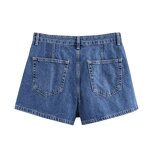 Women's Denim Shorts Manufacturer - Pb&za 2024 Summer New Double Denim Skirt Shorts Vintage High Waist Pants