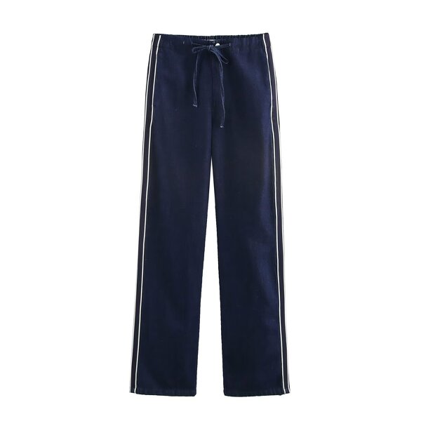 Women's Denim Jeans Manufacturer - Spring New Chic High Waist Breathable Straight Side Strap Vintage Ankle Pants