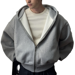 Unisex Hoodie Manufacturer - Custom Double Layer Acid Wash Solid Fleece Baggy Heavyweight Oversized Cropped Top