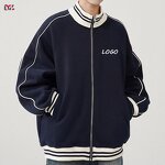 Men's Cardigan Jacket Manufacturer - Stand-up Collar Contrast Color Stitching College Style Custom Jacket