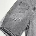 Men's Jean Jorts Manufacturer - Custom High Waist Embroidered Logo Rhinestone Ripped Acid Wash Shorts