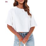 Women's Crop Top Manufacturer - Custom Design Oversized Short T Shirts Half Sleeve Drop Shoulder Tee