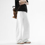 Men's Wide Leg Pants Manufacturer - Four Seasons High-waisted Straight-leg Loose Rough Trimmed Trousers