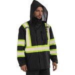 Rain Jacket Manufacturer - High Quality PU Waterproof Hooded Reflective Safety Hiking Raincoat