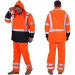 Rain Jacket Manufacturer - High Quality PU Waterproof Hooded Reflective Safety Hiking Raincoat