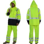 Rain Jacket Manufacturer - High Quality PU Waterproof Hooded Reflective Safety Hiking Raincoat