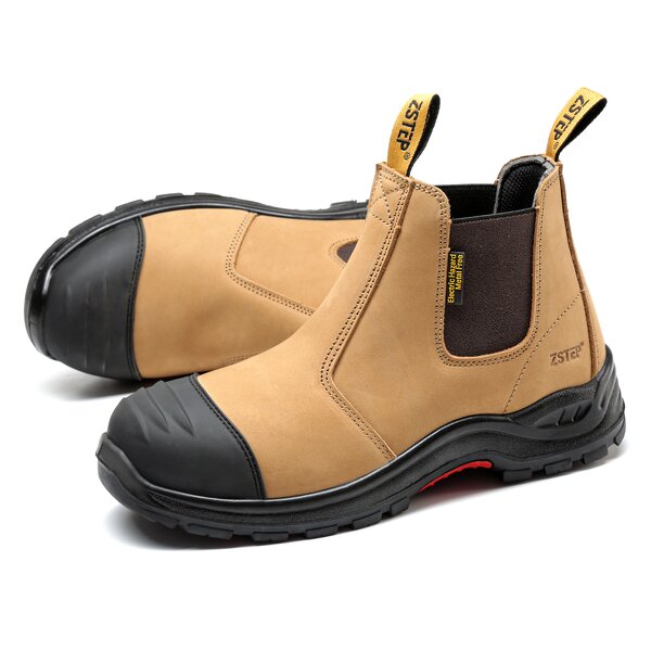 Slip on Safety Shoes Manufacturer - Wholesale Non-Laced Leather Plastic Toe Kevlar Work Boots